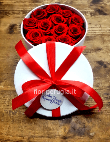 Flower box di rose stabilizzate