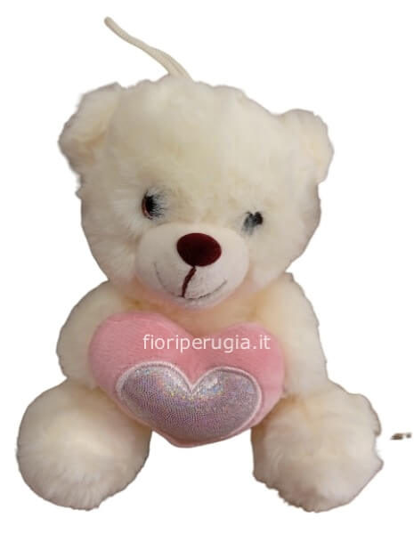Orsetto bianco con cuore rosa